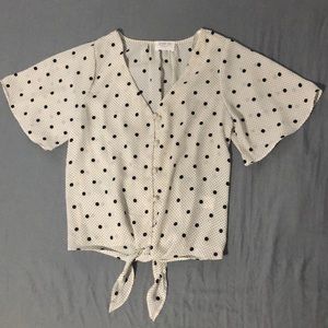 Button up v-neck blouse